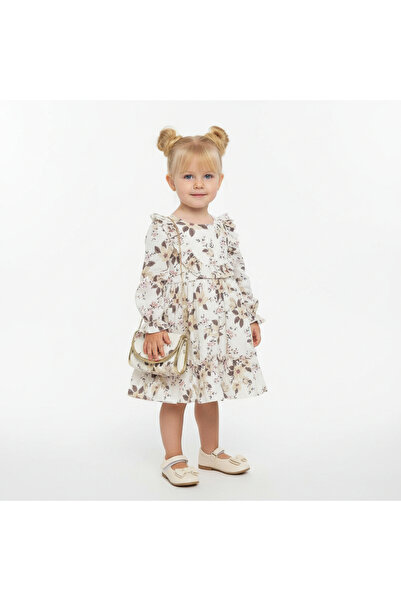 SeaBubbles Muslin Floral Girl's Long Sleeve Dress with Bag