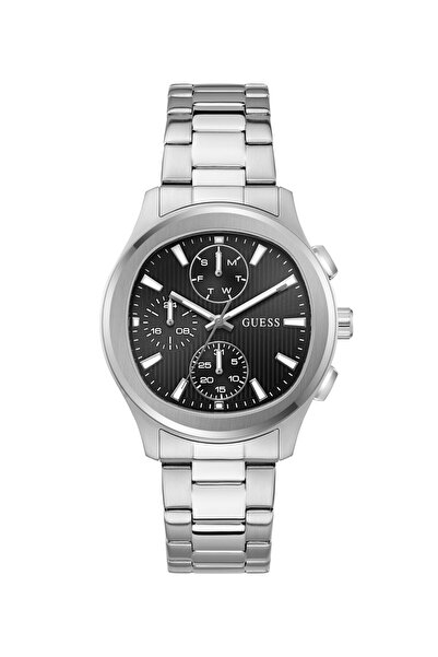 Guess Mens Silver Tone Square Analog Watch