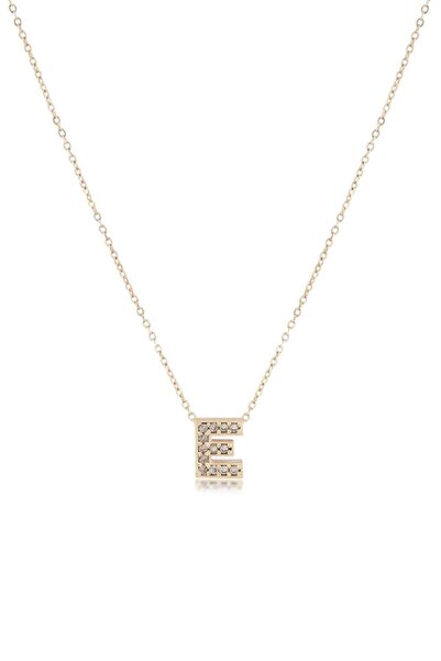Mimoza Accessories Zircon Gold Letter Necklace - Minimal Letter Women's Necklace