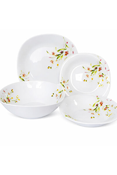 Luminarc ΝΕΟ σετ τραπεζιού OPAL, τετράγωνο – 19 τεμάχια, σχέδιο Field Flowers