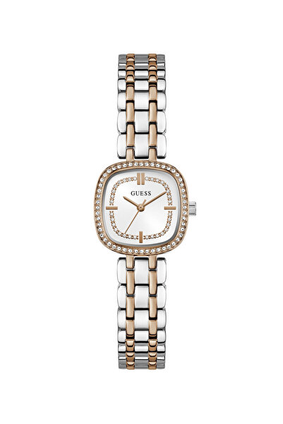 Guess Ladies 2T Silver/Rose Gold Tone Square Analog Watch