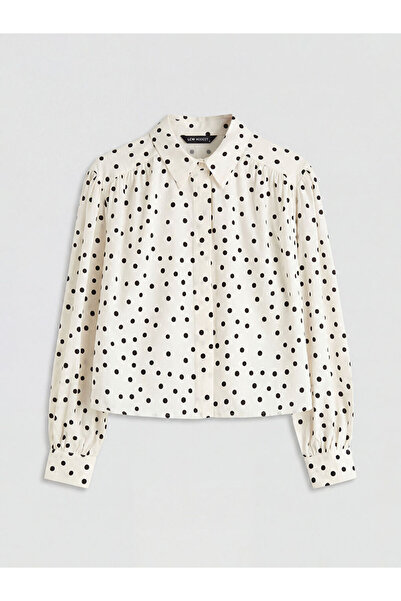LC Waikiki GÜLİS GİYİM'DEN YENİ SEZON Beyaz Puantiyeli Poplin Kadın Gömlek