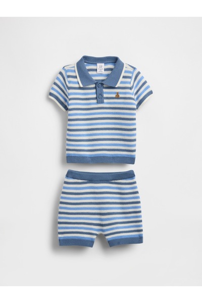 GAP Bebek Mavi Triko Polo Outfit Set