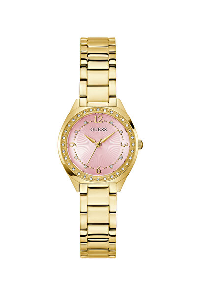 Guess Ladies Yellow Gold Tone Round Analog Watch