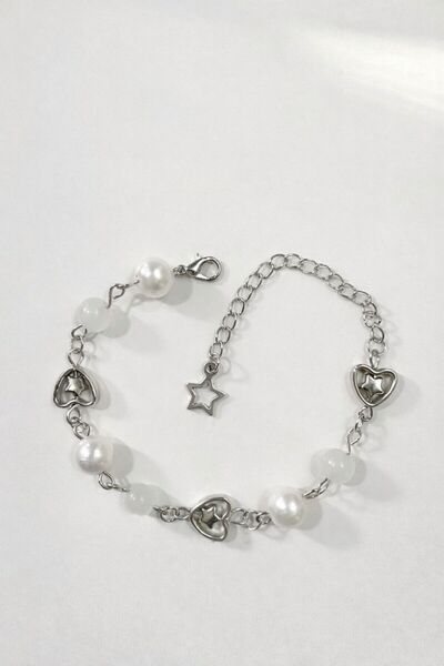 sleyshop Star Moonstone Natural Stone Coquette Heart Pearl Bead Bracelet