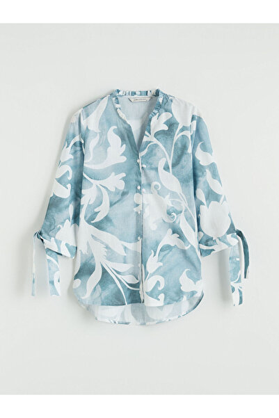 LC Waikiki NOUL SEZON DE LA GÜLİS GİYİM Cămașă albastră cu guler tip choker D...