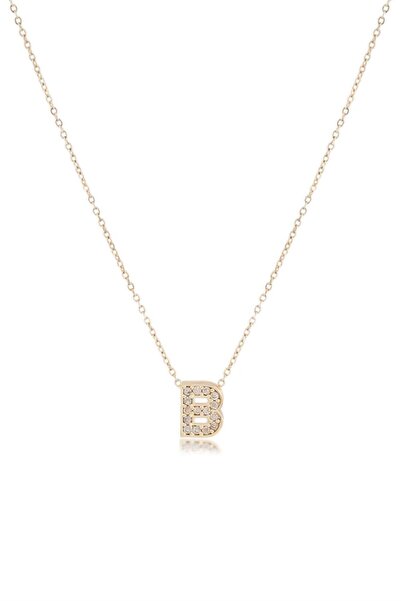Mimoza Accessories Zircon Gold Letter Necklace - Minimal Letter Women's Necklace