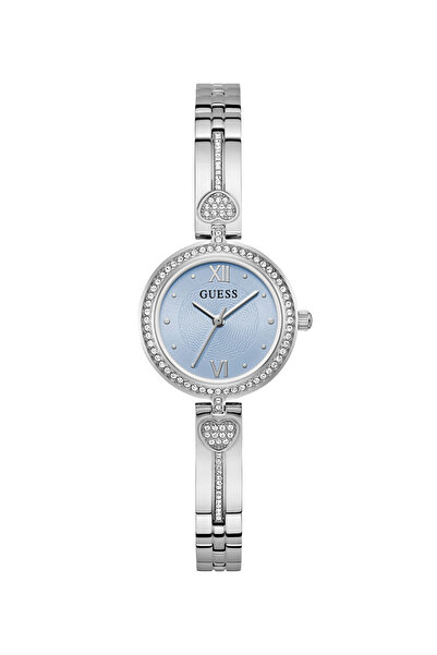 Guess Ladies Silver Tone Round Analog Watch