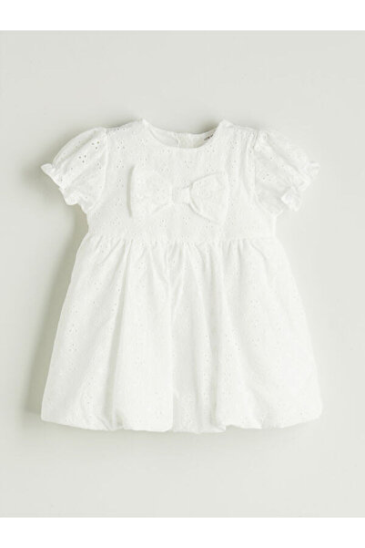 LC Waikiki Rmz Gi̇yi̇m Farkiyla Zero Roba Collar Embroidered Baby Girl Dress