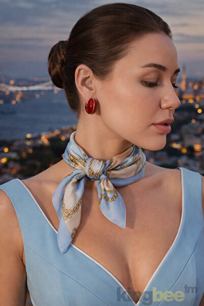 King Bee أقراط KENDAL SERİ بيضاوية الشكل بتصميم بسيط، أقراط عصرية بتفاصيل شري...