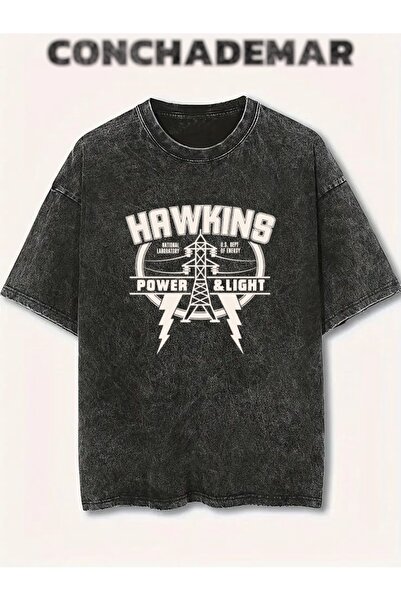 Vordevia Tricou oversize lavabil cu imprimeu Stranger Things, unisex, vintage...