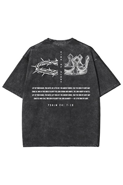 Vordevia Crown Printed Washable Oversize T-Shirt Unisex Vintage Comfortable F...