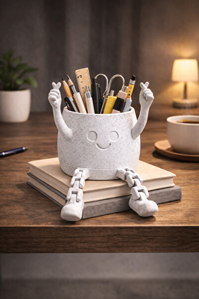 Baykuş Pazar Dekoratif Karakter Tasarımlı Kalemlik & Saksı – Modern Masa Akse...