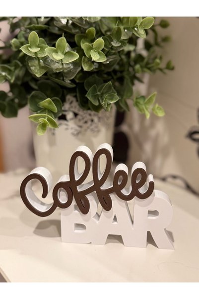 EAE DESİGN STUDİO Coffee Bar Yazılı Kahve Köşesi Dekoru - PLA Mutfak Dekoru - Kahve Standı Aksesuarı