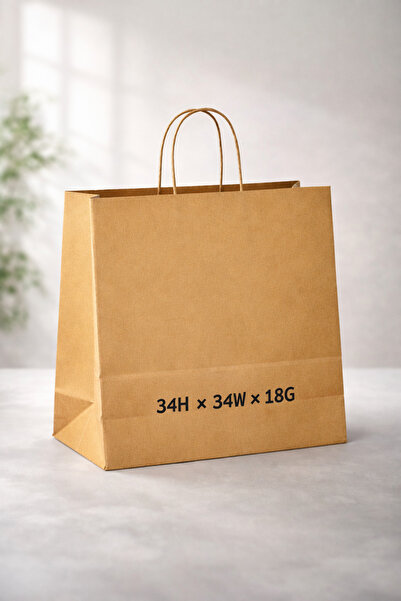 PureEarth Paper Bag Brown Twisted Handle - Large (34H x 34W x 18G) – 100 GSM ...