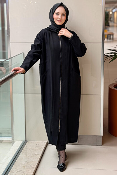 Ceremony Kapüşonu Ve Önü Fermuarlı Keten Kap