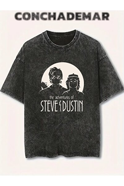 Vordevia Stranger Things Printed Washable Oversize T-Shirt Unisex Vintage Com...