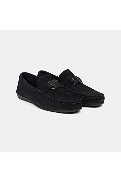 Desa Ανδρικό δερμάτινο loafer Nubuck με μαύρα μεταλλικά αξεσουάρ