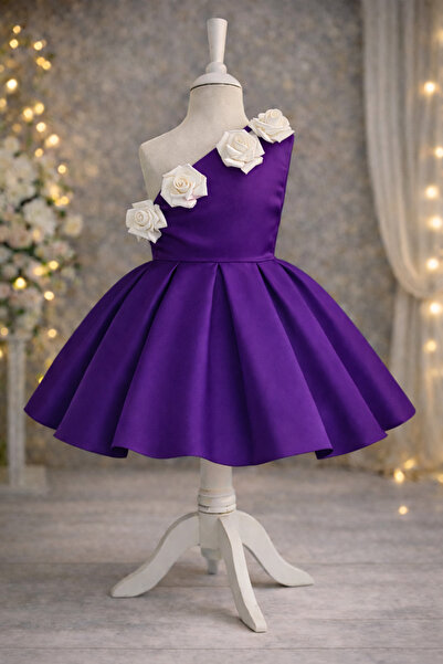 MUSGEM فستان سهرة للفتيات بتصميم خاص من طراز روزاليا باللون الأرجواني بدون أك...