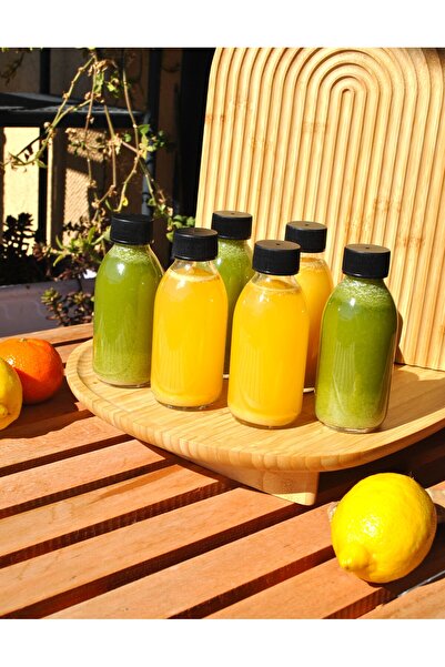 Qualitev 6 Pieces 150 ml Glass Detox Bottle with Leak-Proof Cap 150 Cc Transp...