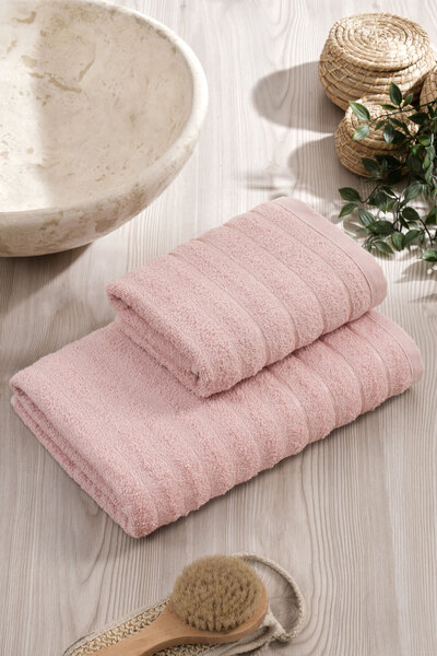 Elart Line Towel Set Cotton 2 Pieces (50X90 cm) Powder