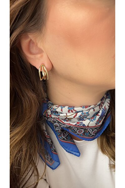 XUPING JEWELRY Üçlü görünüm Zirkon taşlı yarım halka küpe