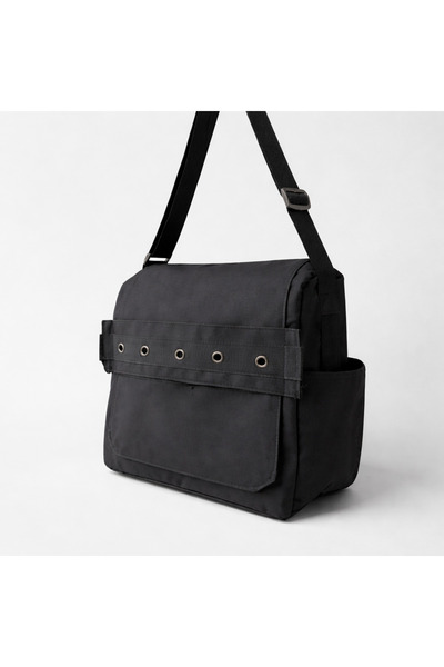 DEEFWEAR Geantă neagră unisex, cu buzunare multiple, pentru laptop, cu curea ...