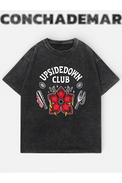 Vordevia Tricou oversize lavabil cu imprimeu Stranger Things, unisex, vintage...