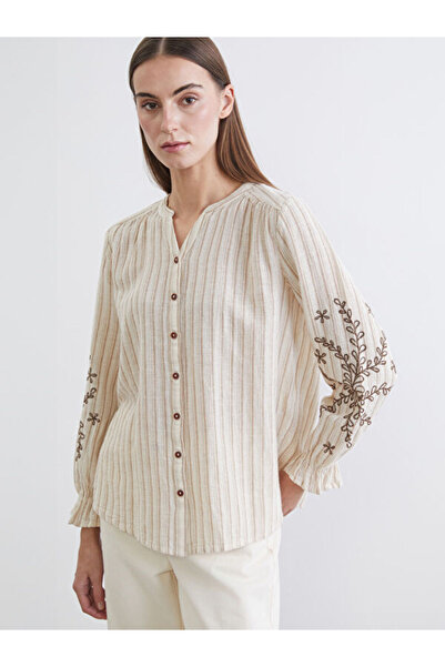 LC Waikiki Rmz Gi̇yi̇m Farkiyla Kaçık Roba Collar Striped Linen Blend Women's...