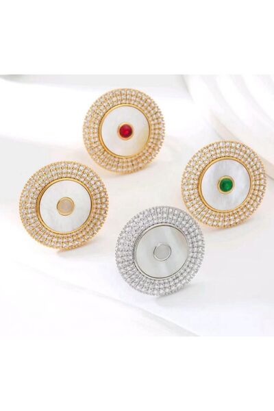 FUFOLUS Sun-shaped studded shell earrings