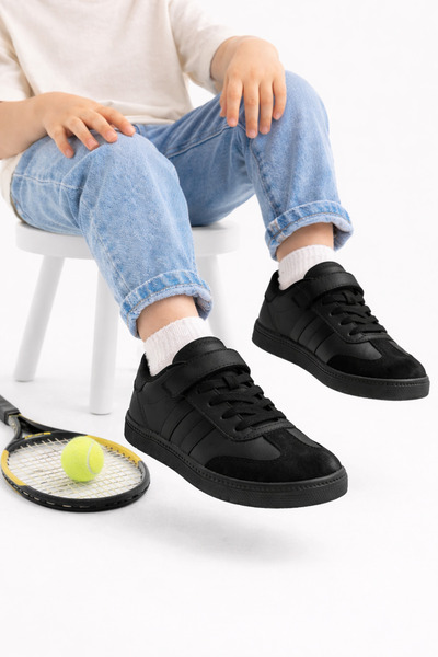 STOCON Daily Black Unisex Children's Sneaker Lace-Up Lightweight Flexible Non...