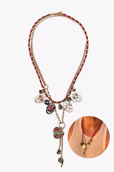 hediye Kuru kafa detaylı Bol boncuklu Bohem, Spor, Şık KOLYE