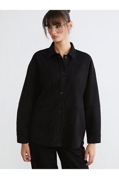 LC Waikiki Rmz Gi̇yi̇m Farkiyla Loose Fit Women's Suede Look Shirt