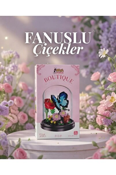Home Fanuslu Kelebek Çiçekler Mini Yapı Blok Fanuslu– 11 cm 229 parça Lego çi...