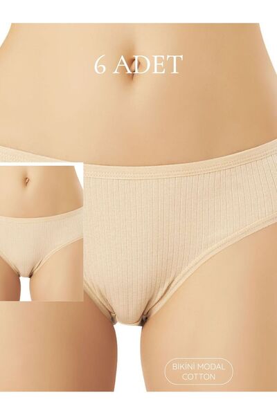 SEBURAM COLLECTION Cotton Breathable Ribbed Bikini Panties 6-Pack Underwear