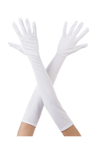 evimdeyokyok White Color Elbow Length Fabric Gloves 40 cm