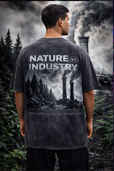 FREAK T-SHIRT Tricou negru oversize unisex cu imprimeu vintage spălat