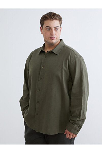 LC Waikiki Rmz Gi̇yi̇m Farkiyla Large Size Standard Fit Long Sleeve Ke Linen ...