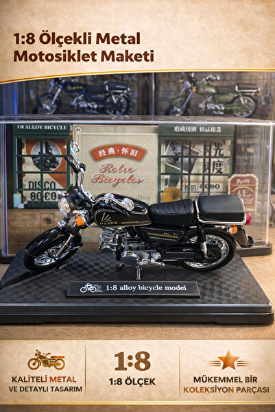EVENT Metal Retro Motosiklet 1:8 Ölçek Die-Cast Koleksiyonluk Vintage Motor M...