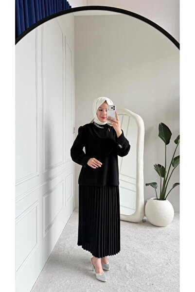 MİREL BUTİK New Season Women's Meva Tunic-Skirt Pleated Set