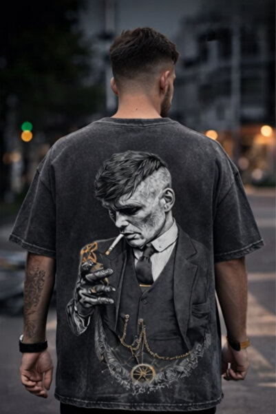 FREAK T-SHIRT تي شيرت أسود كبير الحجم مطبوع عليه Vintage قابل للغسل للجنسين