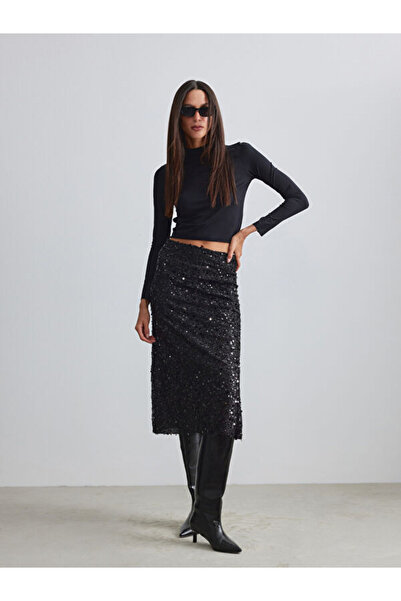 LC Waikiki Rmz Gi̇yi̇m Farkiyla Slim Fit Sequined Skirt