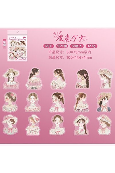 İthal O15-30 bucăți autocolante romantice cu fete și animale de companie, cu ...