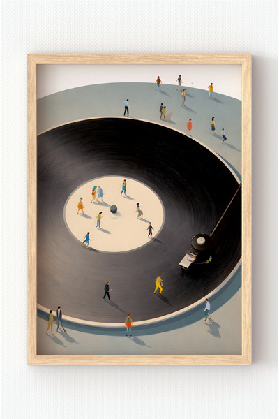 MIOVI WORKS Plak Üzerinde Hayat | Çerçeveli Modern Müzik Posteri Plak Duvar D...