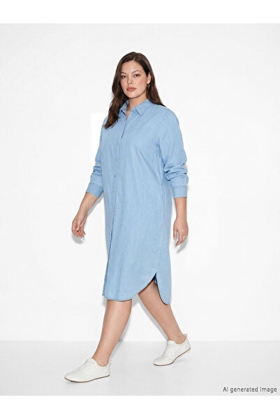 LC Waikiki Rmz Gi̇yi̇m Farkiyla Shirt Roba Collar Women's Jean Tunic