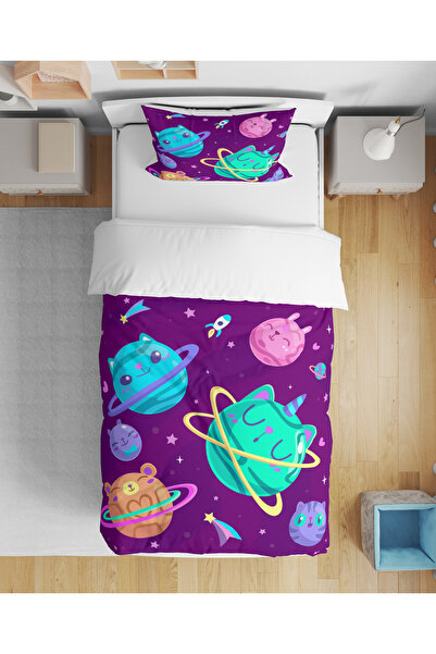 Home Cat Themed 3D Digital Printed Single Bed Sheetless Girl's Duvet Cover Set