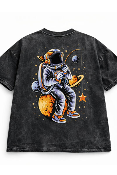 FREAK T-SHIRT Tricou negru oversize unisex cu imprimeu vintage spălat