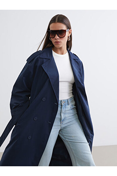 LC Waikiki Rmz Gi̇yi̇m Farkiyla Double-Breasted Roba Collar Women's Trench Coat