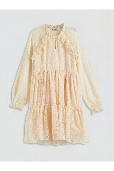 LC Waikiki فستان دانتيل للفتيات بتصميم ياقة روبا مزخرفة من UZG STORE