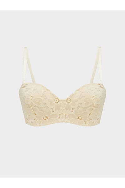 LC Waikiki Beige Underwire Unpadded Lace Strapless Bra